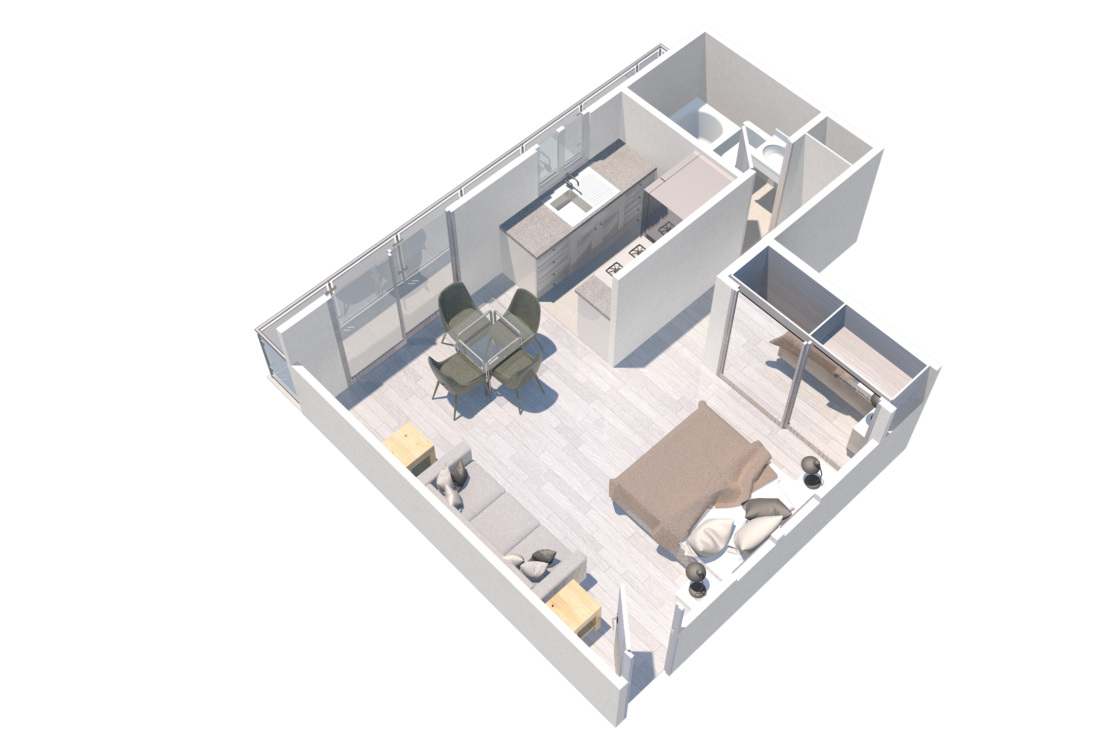 Floor plan for studio, 1 bath, 463 sqft